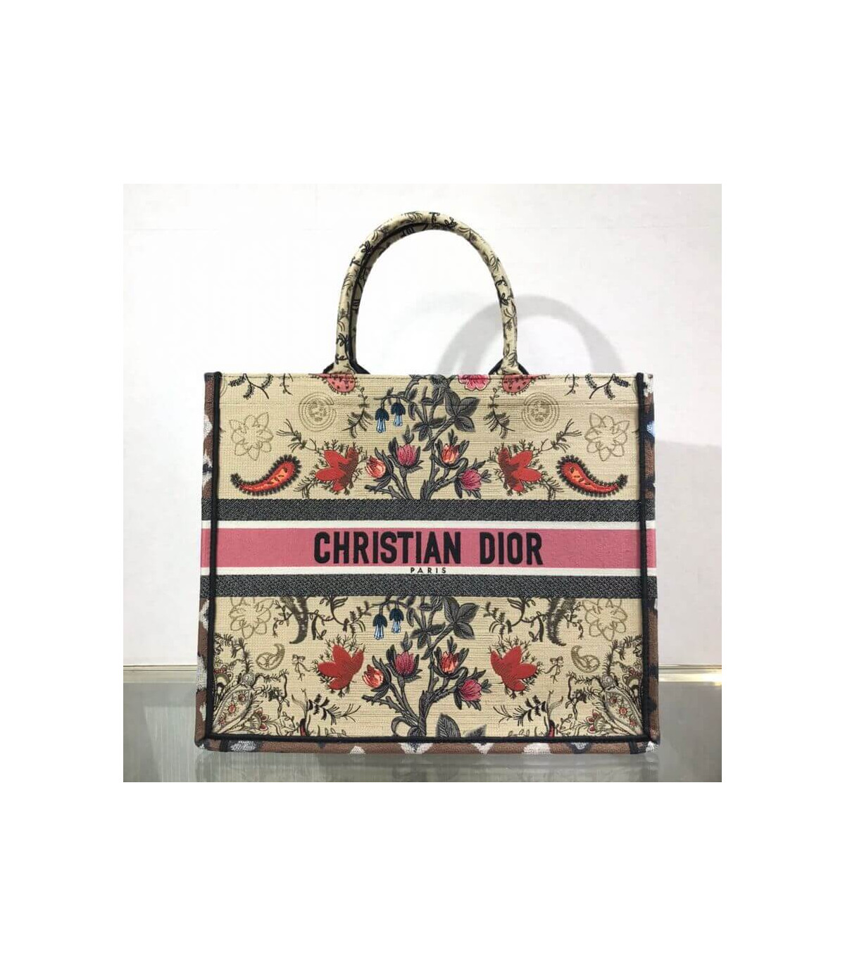 Dior Christian Dior Book Tote Broderie Flowers Multicolore