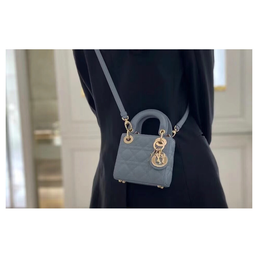 Dior Christian Dior Micro Lady Dior Bag Cloud Blue Cannage Lambskin