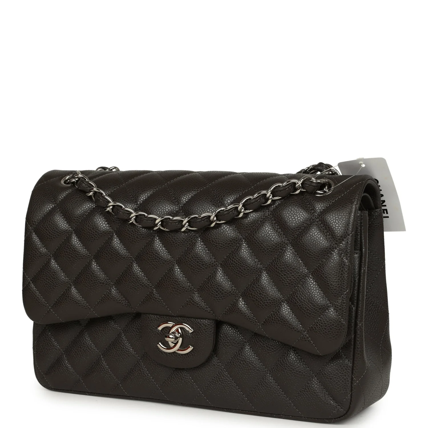Chanel Jumbo Classic Double Flap Bag Dark Grey Caviar Silver Hardware