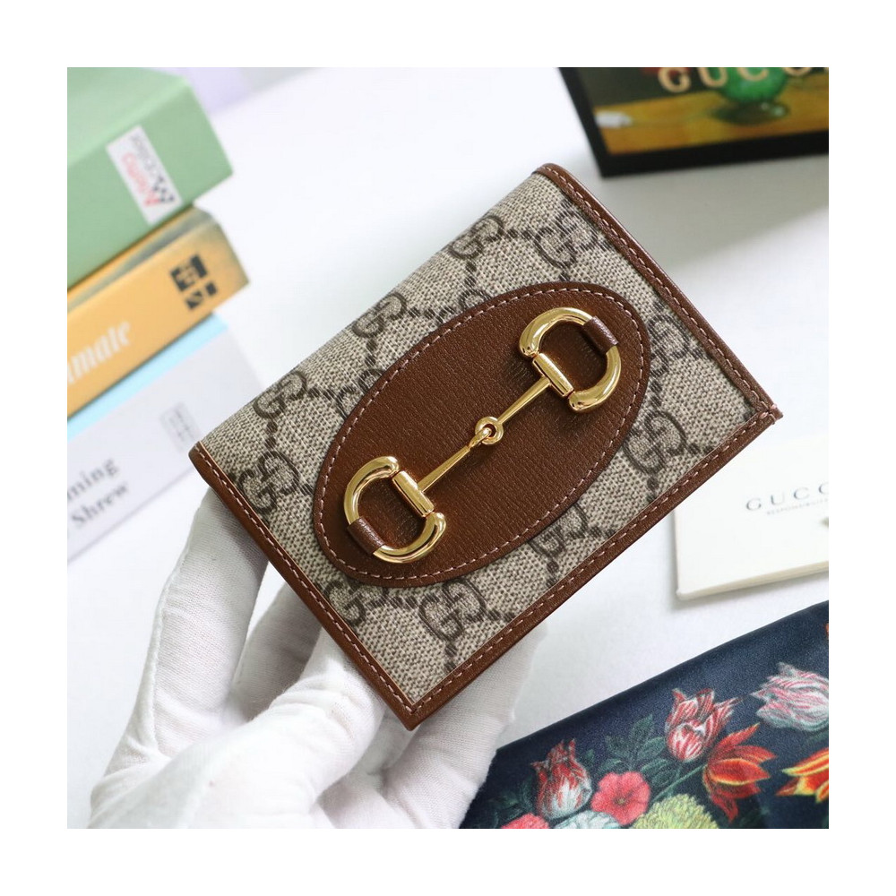 Gucci 1955 Horsebit GG Canvas Card Case Wallet