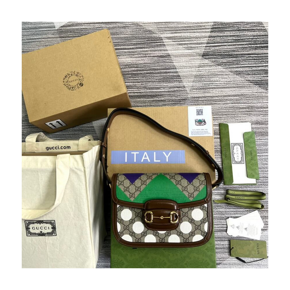 Gucci Horsebit 1955 Shoulder Bag With Geometric Print