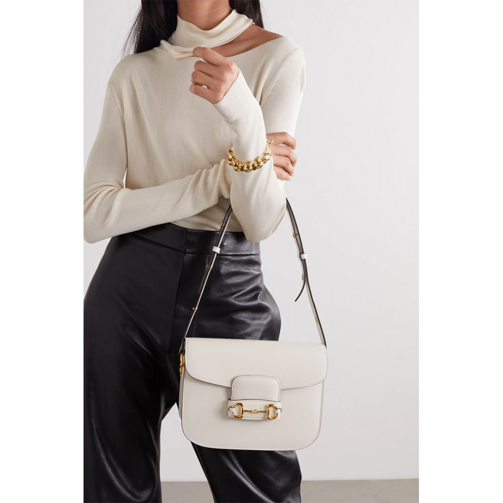Gucci Horsebit 1955 Shoulder Bag In White Leather