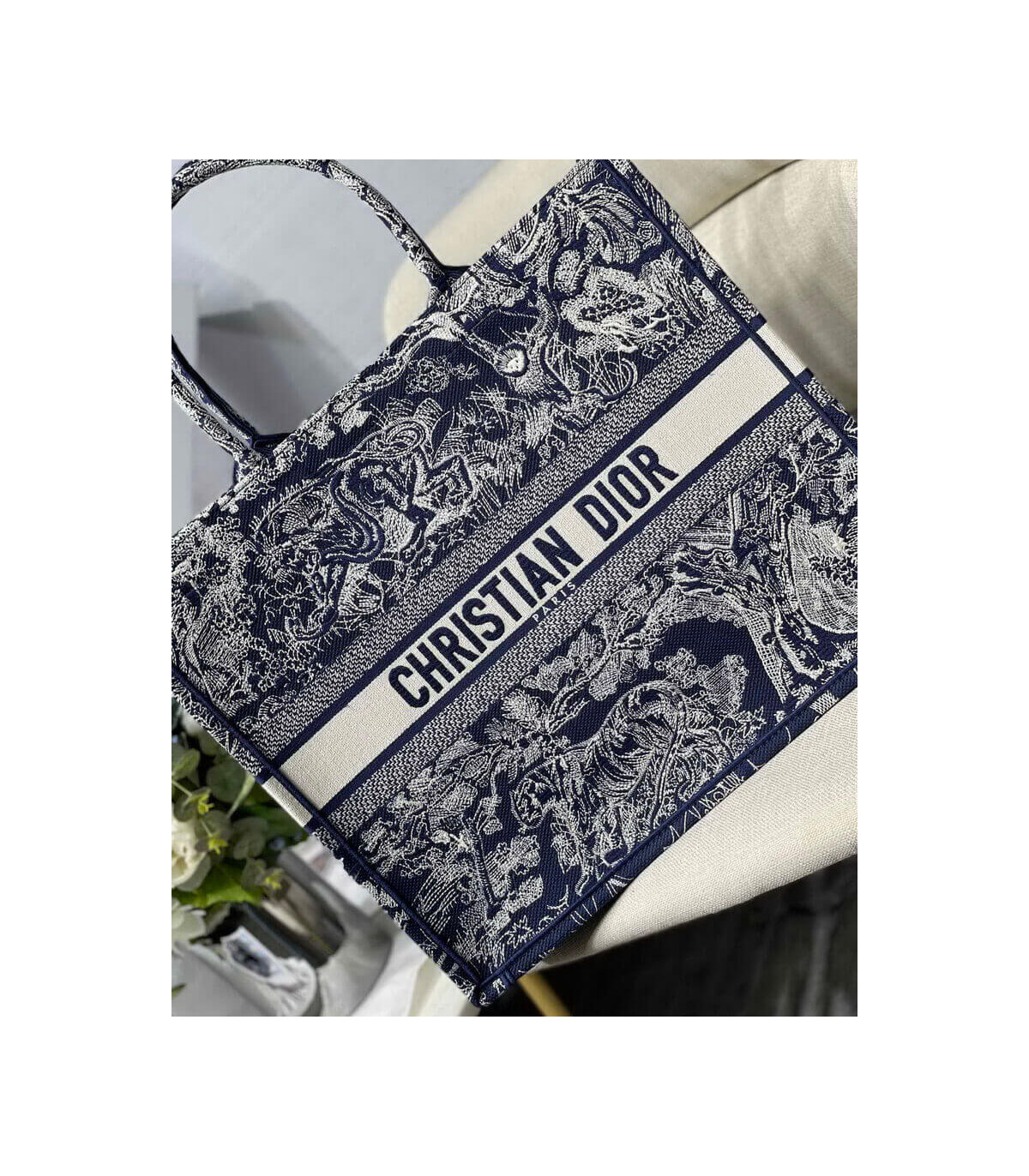 Dior Dior Book Tote Blue Toile de Jouy Reverse Embroidery