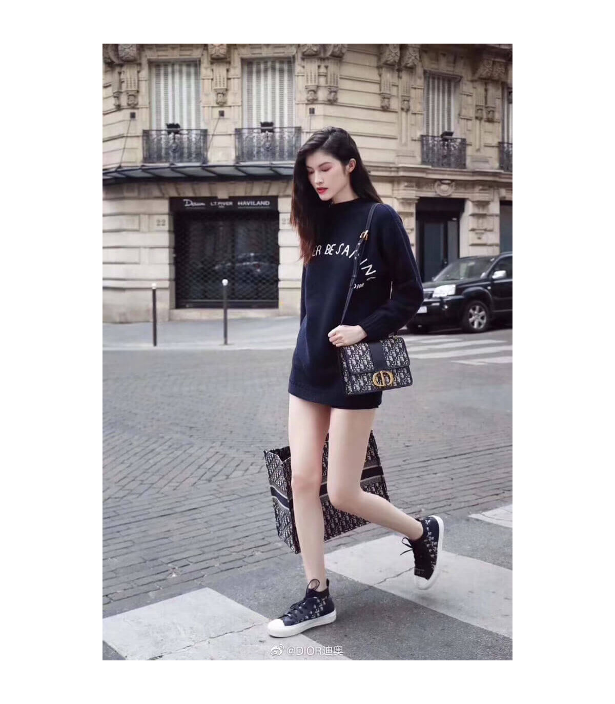 Dior Christian Dior 30 Montaigne Bag Blue Oblique Jacquard