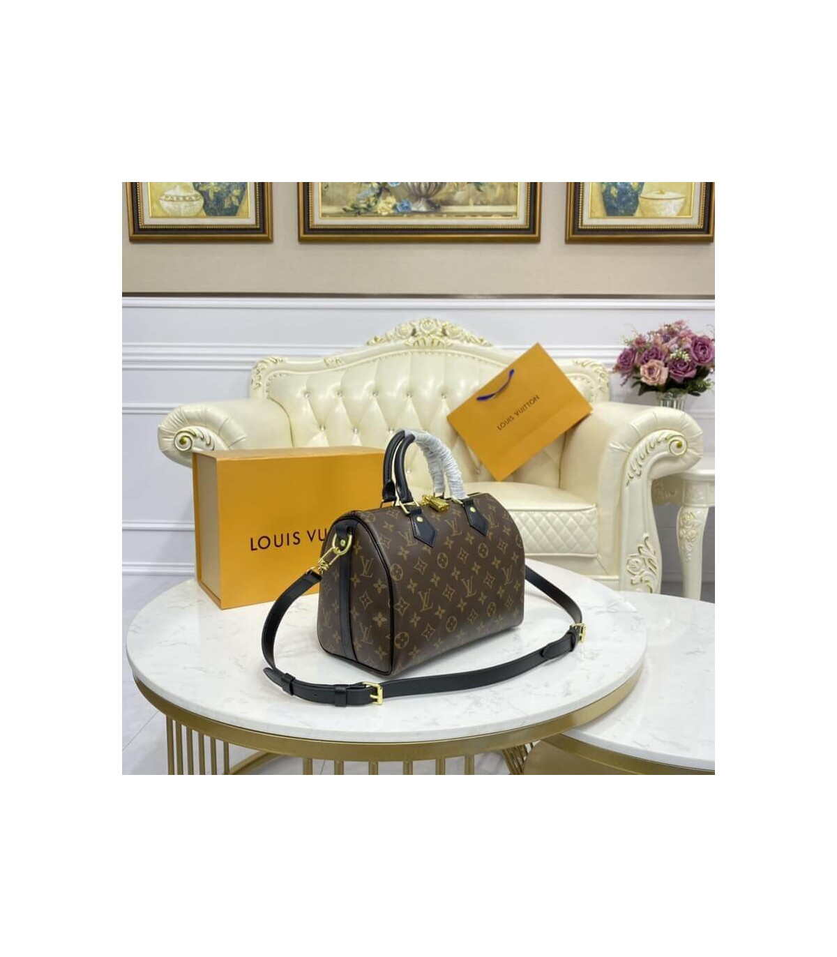 Louis Vuitton Monogram Speedy Bandouliere 25 Black