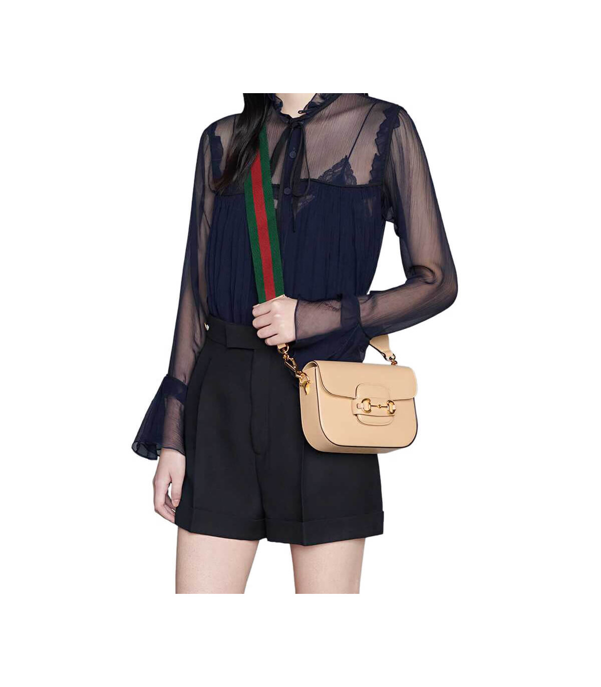 Gucci Horsebit 1955 Mini Bag in Beige Leather