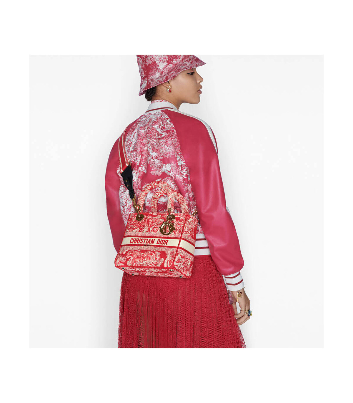 Dior Dior Medium Lady D-Lite Bag Raspberry Toile de Jouy Reverse Embroidery