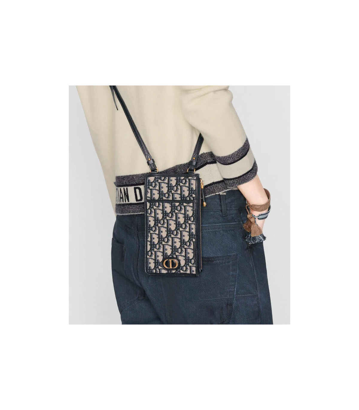 Dior Dior 30 Montaigne Long Wallet Blue Oblique Jacquard