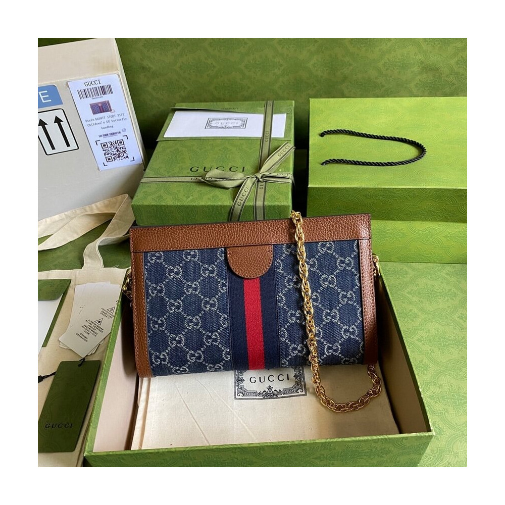 Gucci Ophidia GG Small Shoulder Bag in Blue Demin