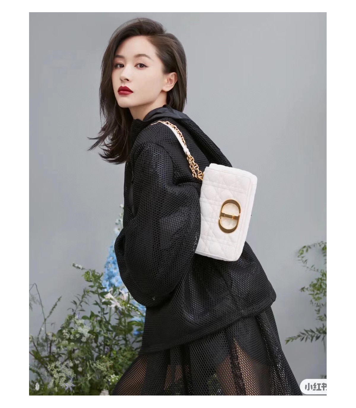 Dior Dior Small Caro Bag White Supple Cannage Calfskin