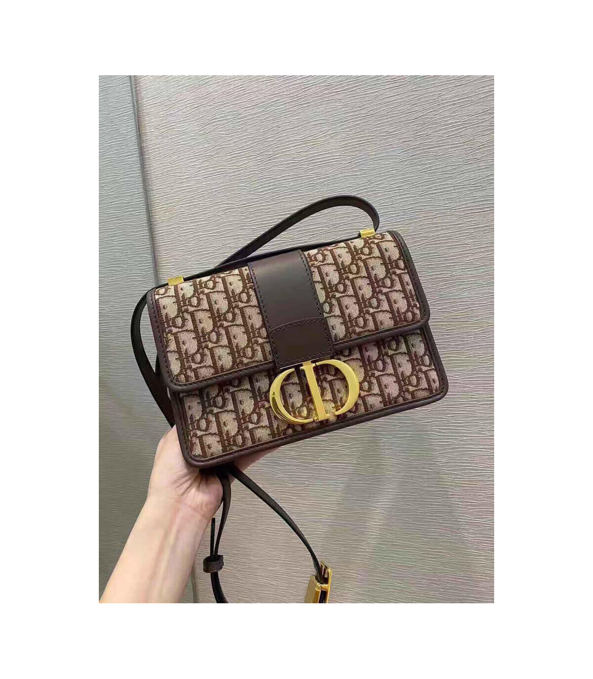 Dior Dior 30 Montaigne Chain Bag Burgundy Oblique Jacquard
