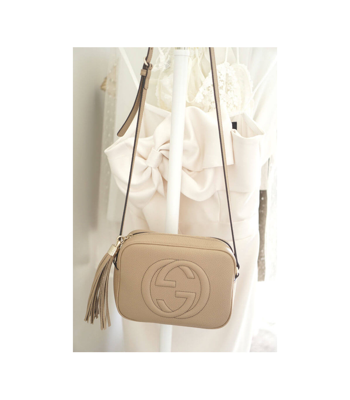 Gucci Soho Small Leather Disco Bag Beige