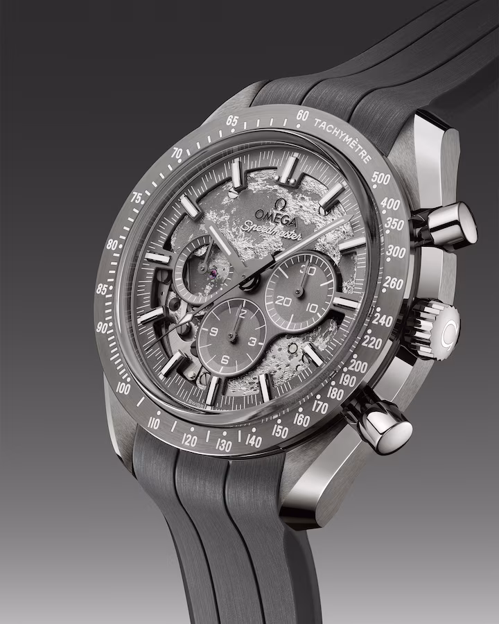 2025 Omega Speedmaster Dark Side of the Moon 44.25 mm, grey ceramic on rubber strap