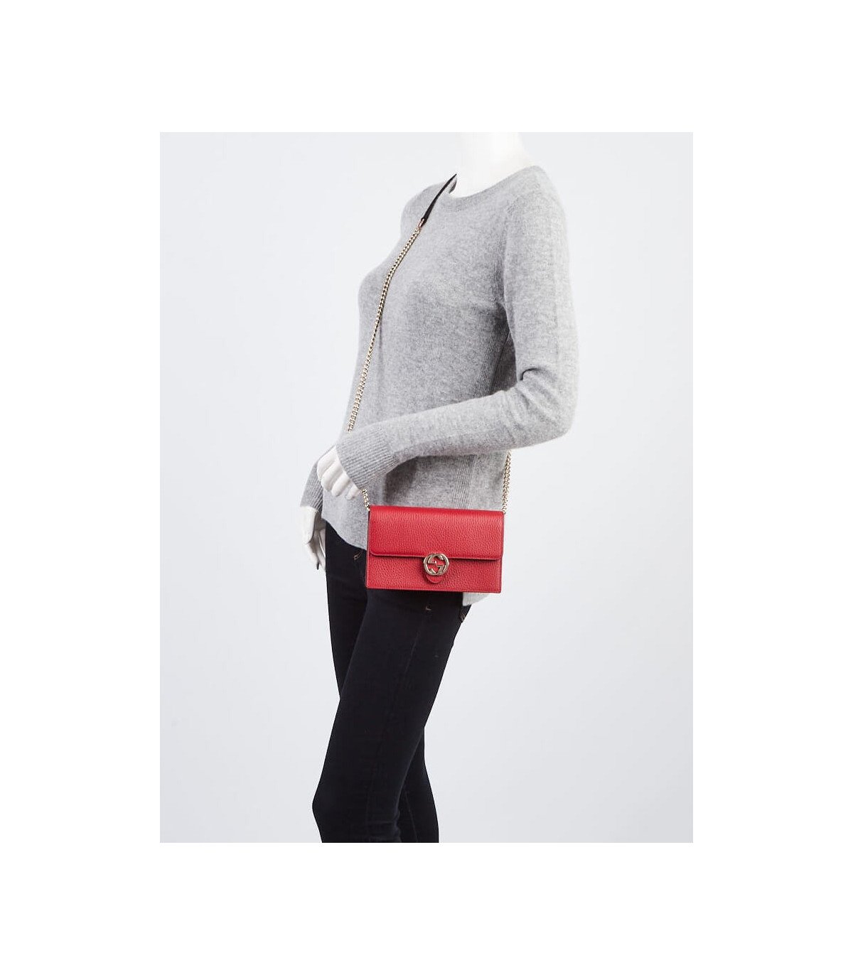 Gucci GG Interlocking Wallet On Chain Red