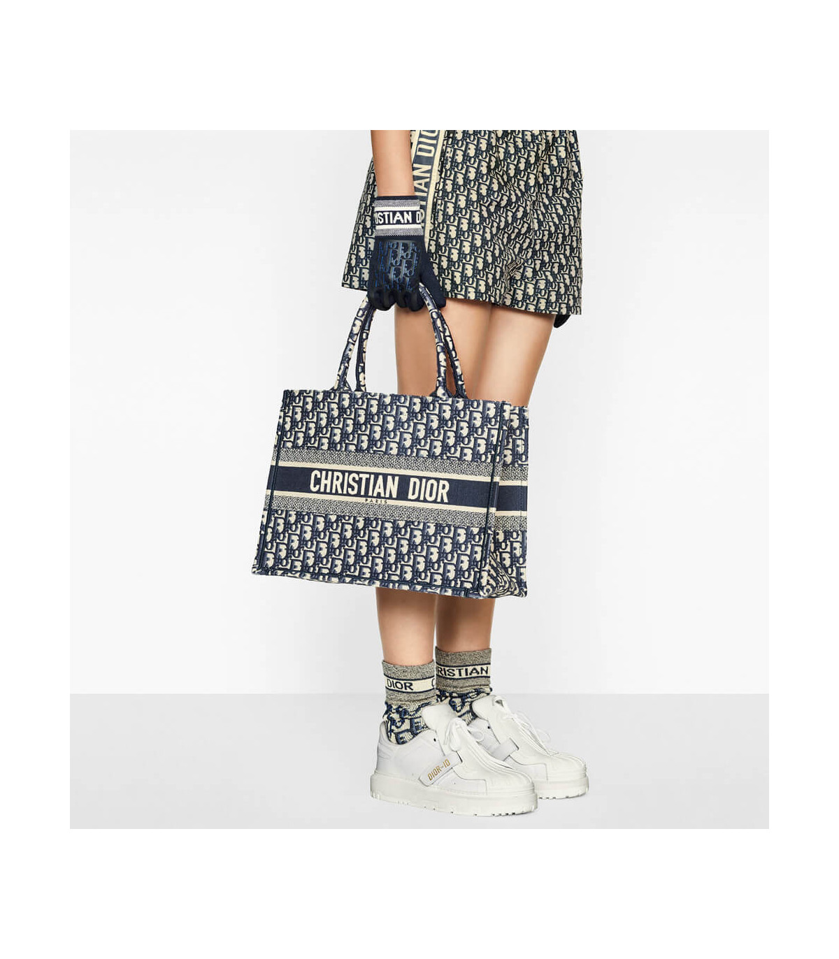 Dior Dior Small Book Tote Blue Dior Oblique Embroidery