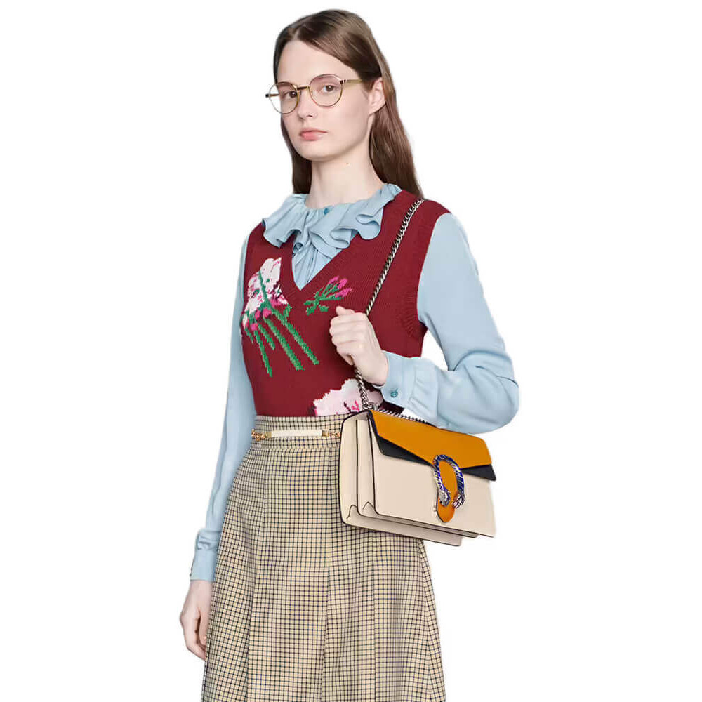 Gucci Dionysus Small Shoulder Bag Orange White Leather