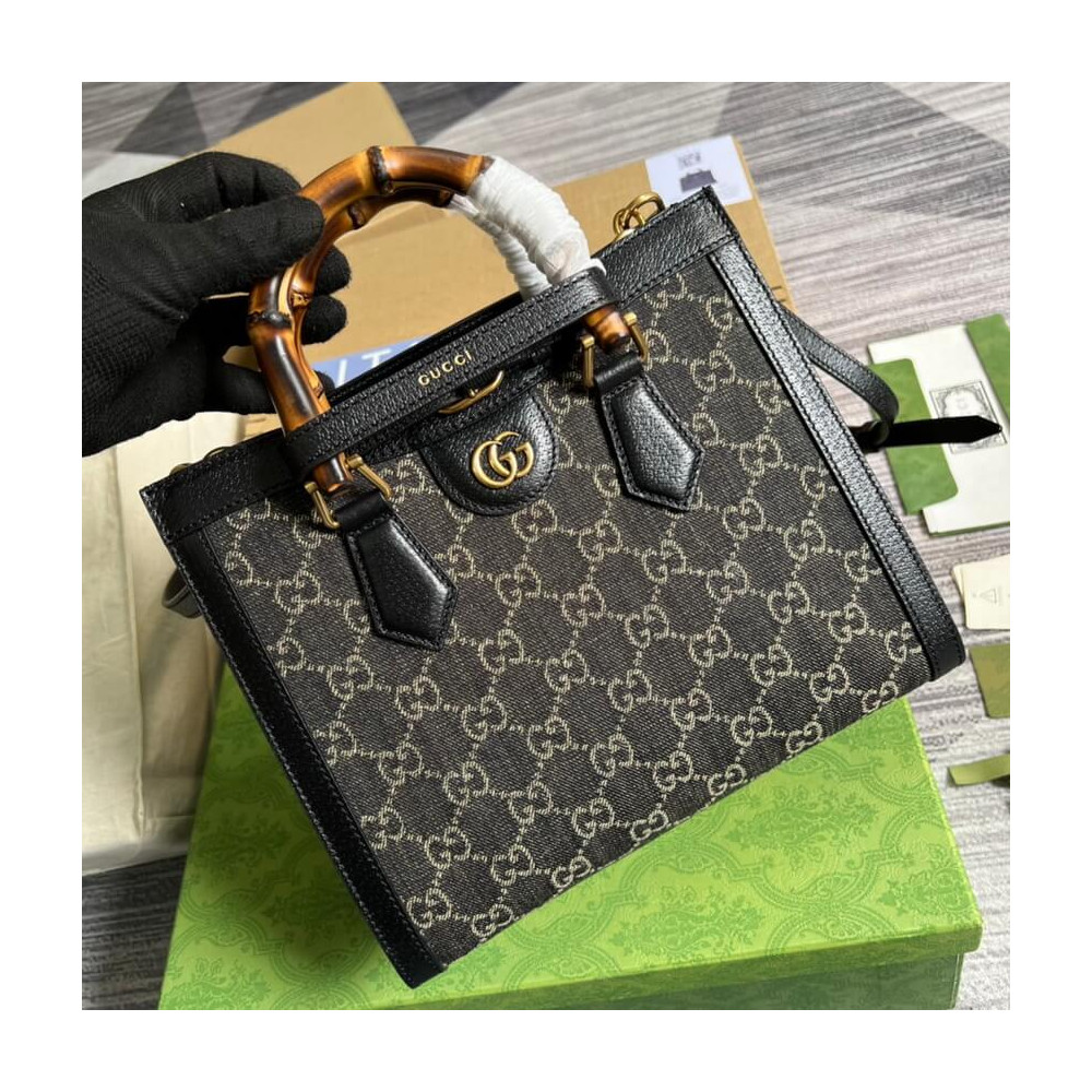 Gucci Diana Small Tote Bag in Black Denim