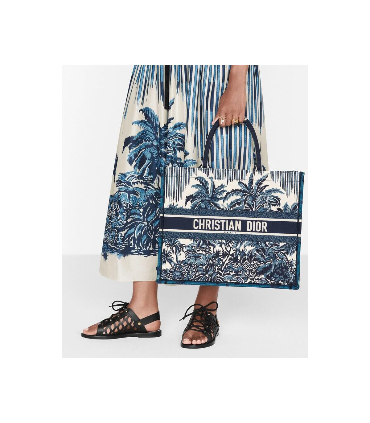 Dior Dior Book Tote in Blue Palms Embroidery